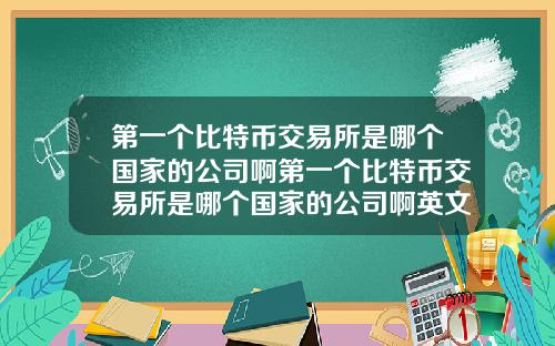 第一个比特币交易所是哪个国家的公司啊第一个比特币交易所是哪个国家的公司啊英文