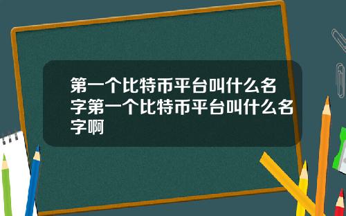 第一个比特币平台叫什么名字第一个比特币平台叫什么名字啊