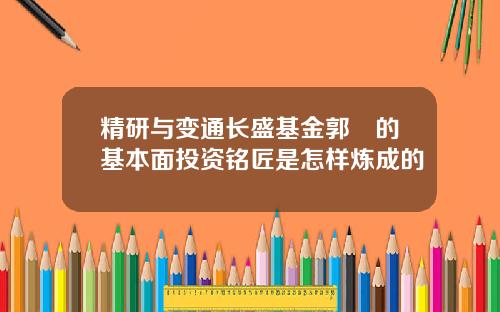 精研与变通长盛基金郭堃的基本面投资铭匠是怎样炼成的
