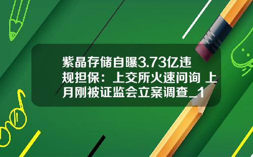 紫晶存储自曝3.73亿违规担保：上交所火速问询 上月刚被证监会立案调查_1