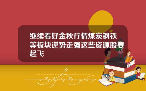 继续看好金秋行情煤炭钢铁等板块逆势走强这些资源股要起飞