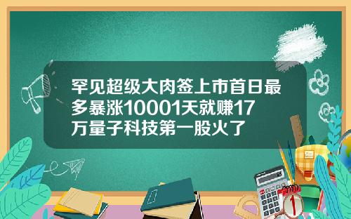 罕见超级大肉签上市首日最多暴涨10001天就赚17万量子科技第一股火了
