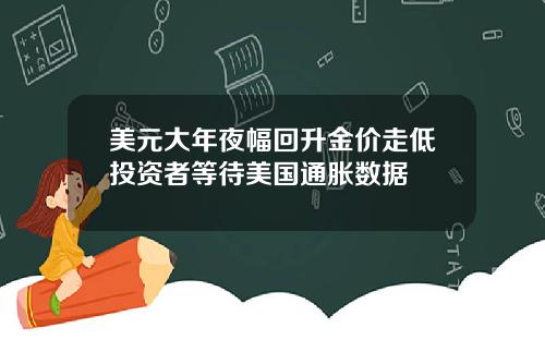 美元大年夜幅回升金价走低投资者等待美国通胀数据