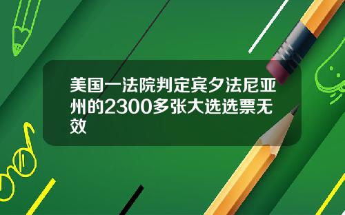 美国一法院判定宾夕法尼亚州的2300多张大选选票无效