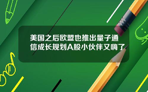 美国之后欧盟也推出量子通信成长规划A股小伙伴又嗨了