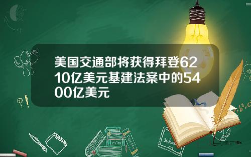 美国交通部将获得拜登6210亿美元基建法案中的5400亿美元