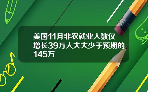 美国11月非农就业人数仅增长39万人大大少于预期的145万