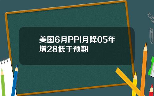 美国6月PPI月降05年增28低于预期