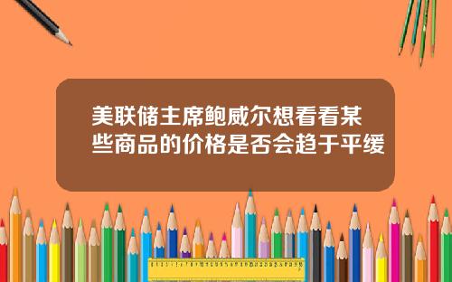 美联储主席鲍威尔想看看某些商品的价格是否会趋于平缓