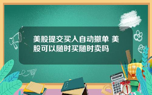美股提交买入自动撤单 美股可以随时买随时卖吗