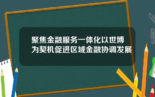 聚焦金融服务一体化以世博为契机促进区域金融协调发展