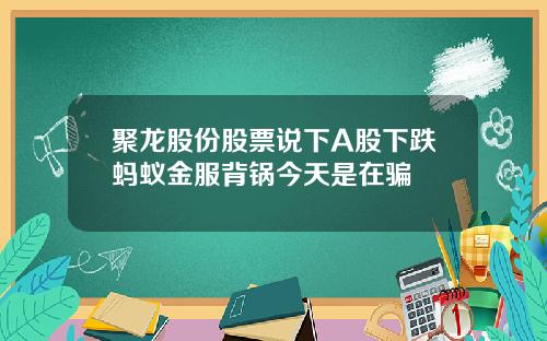 聚龙股份股票说下A股下跌蚂蚁金服背锅今天是在骗