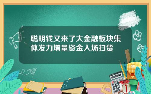 聪明钱又来了大金融板块集体发力增量资金入场扫货