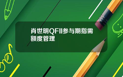 肖世明QFII参与期指需额度管理