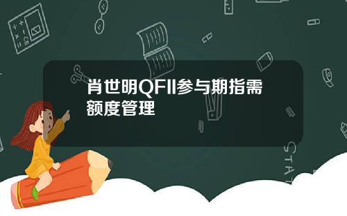 肖世明QFII参与期指需额度管理