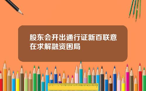 股东会开出通行证新百联意在求解融资困局
