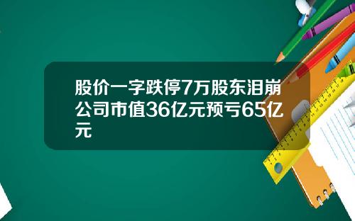 股价一字跌停7万股东泪崩公司市值36亿元预亏65亿元