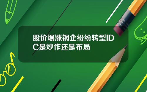 股价爆涨钢企纷纷转型IDC是炒作还是布局