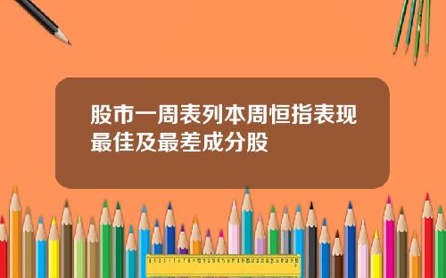 股市一周表列本周恒指表现最佳及最差成分股