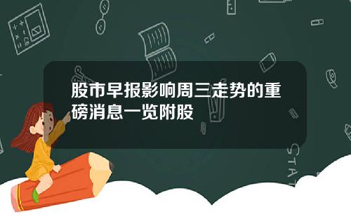 股市早报影响周三走势的重磅消息一览附股