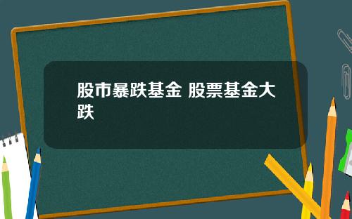 股市暴跌基金 股票基金大跌