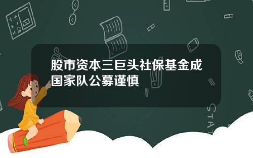 股市资本三巨头社保基金成国家队公募谨慎