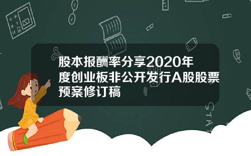 股本报酬率分享2020年度创业板非公开发行A股股票预案修订稿