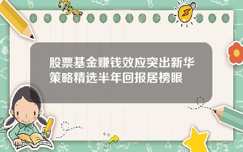 股票基金赚钱效应突出新华策略精选半年回报居榜眼
