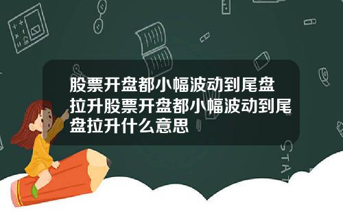 股票开盘都小幅波动到尾盘拉升股票开盘都小幅波动到尾盘拉升什么意思