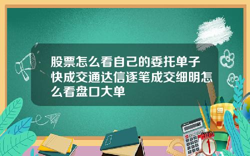股票怎么看自己的委托单子快成交通达信逐笔成交细明怎么看盘口大单
