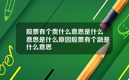 股票有个贵什么意思是什么意思是什么原因股票有个融是什么意思