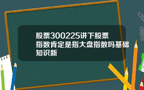 股票300225讲下股票指数肯定是指大盘指数吗基础知识新