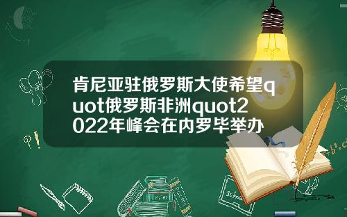 肯尼亚驻俄罗斯大使希望quot俄罗斯非洲quot2022年峰会在内罗毕举办
