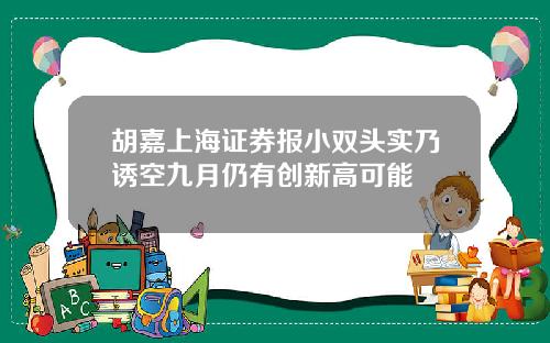 胡嘉上海证券报小双头实乃诱空九月仍有创新高可能