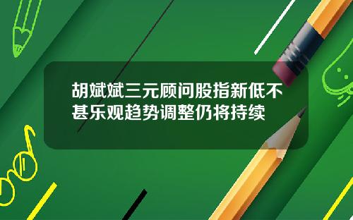 胡斌斌三元顾问股指新低不甚乐观趋势调整仍将持续