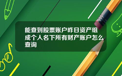 能查到股票账户昨日资产组成个人名下所有财产账户怎么查询