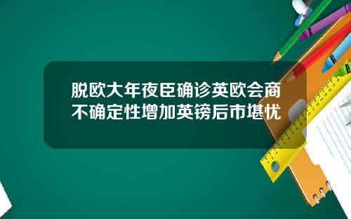 脱欧大年夜臣确诊英欧会商不确定性增加英镑后市堪忧