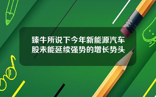 臻牛所说下今年新能源汽车股未能延续强势的增长势头