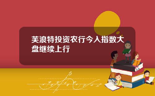 芙浪特投资农行今入指数大盘继续上行