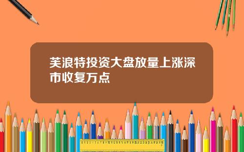 芙浪特投资大盘放量上涨深市收复万点