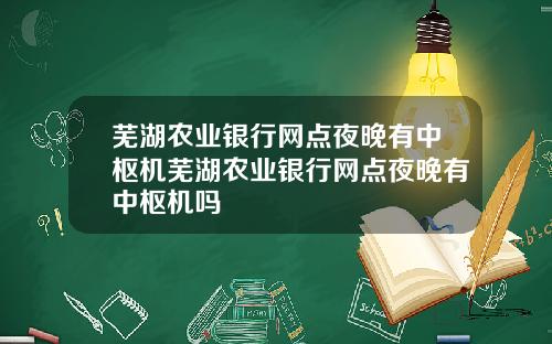 芜湖农业银行网点夜晚有中枢机芜湖农业银行网点夜晚有中枢机吗