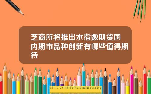 芝商所将推出水指数期货国内期市品种创新有哪些值得期待