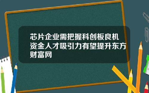 芯片企业需把握科创板良机资金人才吸引力有望提升东方财富网