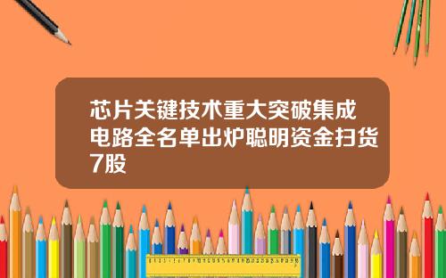 芯片关键技术重大突破集成电路全名单出炉聪明资金扫货7股
