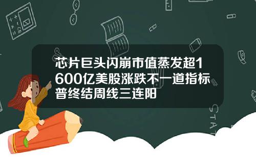 芯片巨头闪崩市值蒸发超1600亿美股涨跌不一道指标普终结周线三连阳