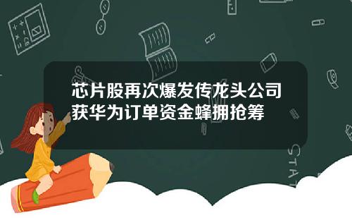芯片股再次爆发传龙头公司获华为订单资金蜂拥抢筹