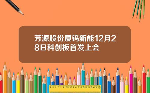 芳源股份厦钨新能12月28日科创板首发上会