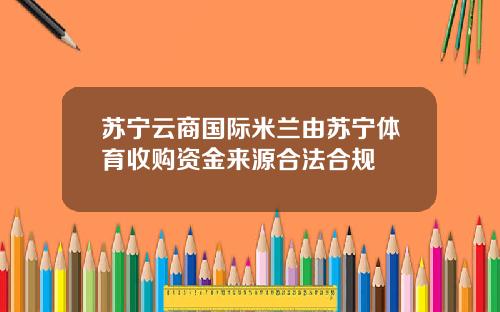 苏宁云商国际米兰由苏宁体育收购资金来源合法合规