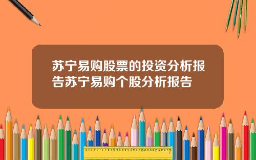 苏宁易购股票的投资分析报告苏宁易购个股分析报告