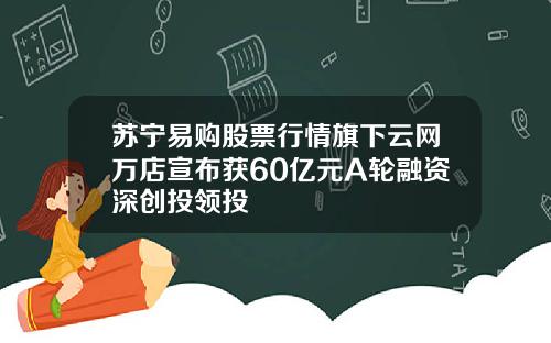 苏宁易购股票行情旗下云网万店宣布获60亿元A轮融资深创投领投